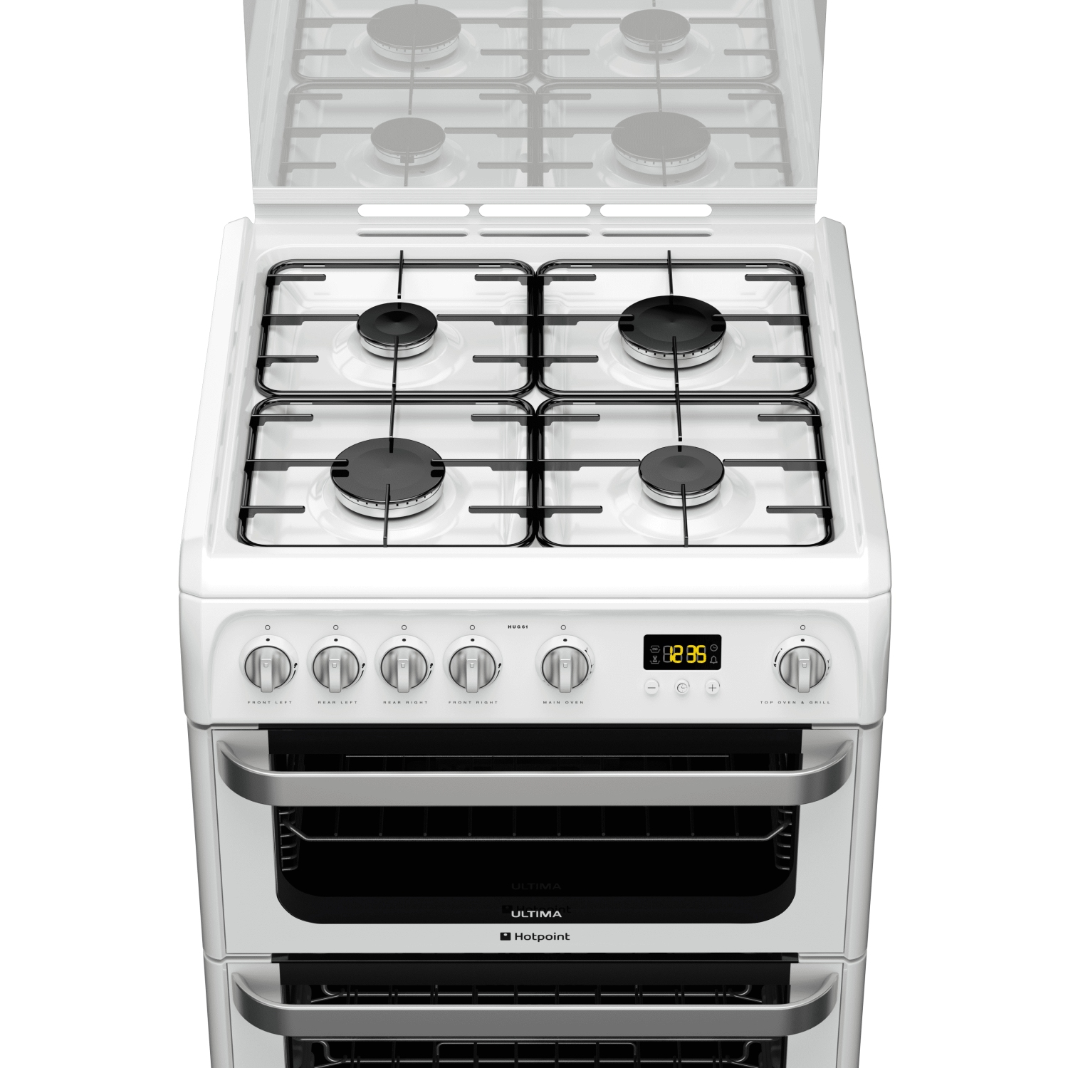 Hotpoint HUG61P 60cm Gas Cooker with Double Oven - A Energy Rating - 1