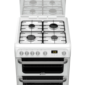 Hotpoint HUG61P 60cm Gas Cooker with Double Oven - A Energy Rating - 1